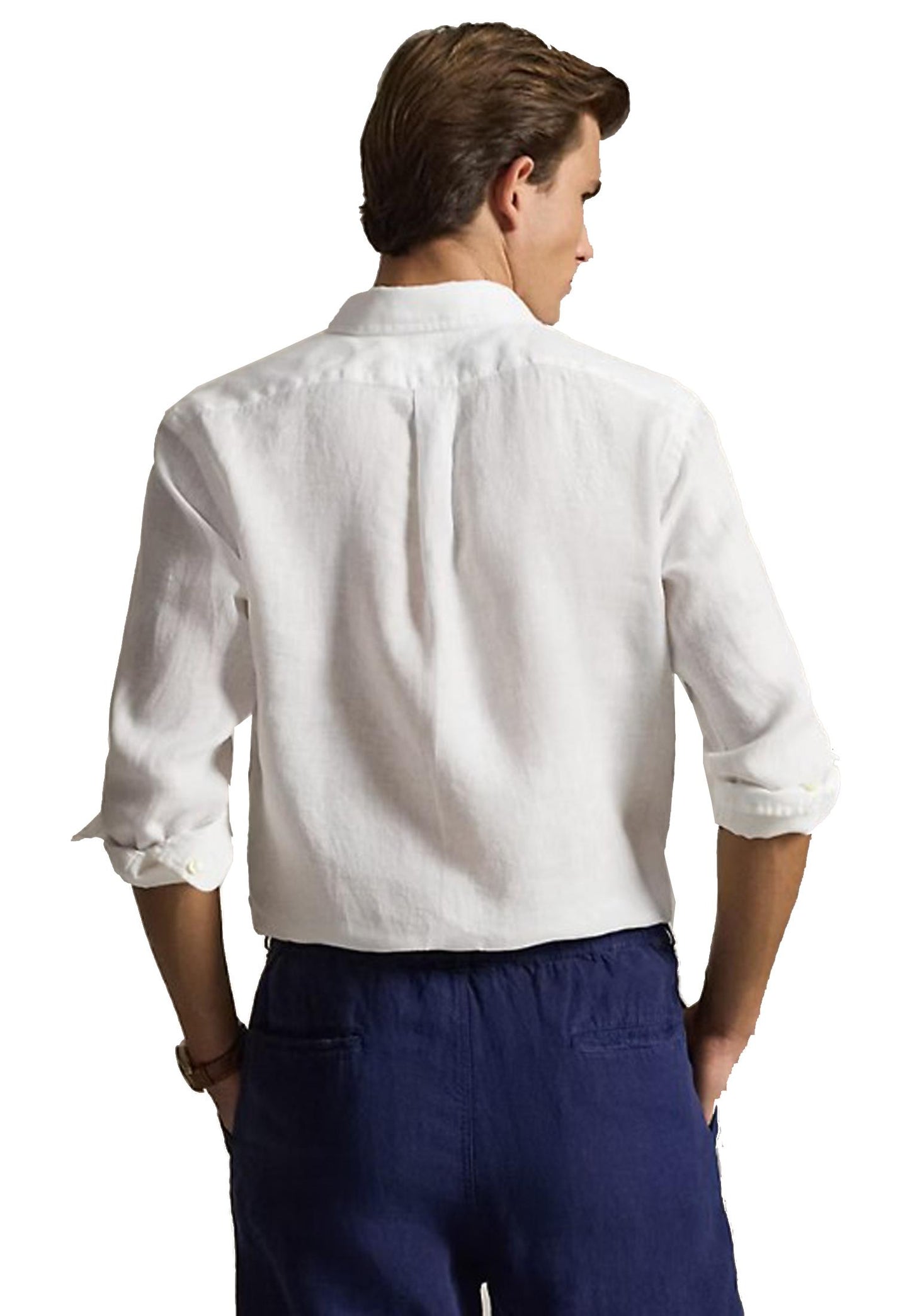 Camicia bianca lino Custom-Fit Polo Ralph Lauren P26 710966294506 WHITE POLO RALPH LAUREN 