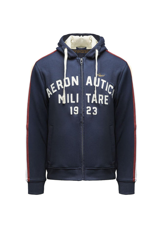 Felpa con cappuccio blu full zip logo tricolore Aeronautica Militare P26 261FE2070UF00677 0818408184 AERONAUTICA MILITARE 