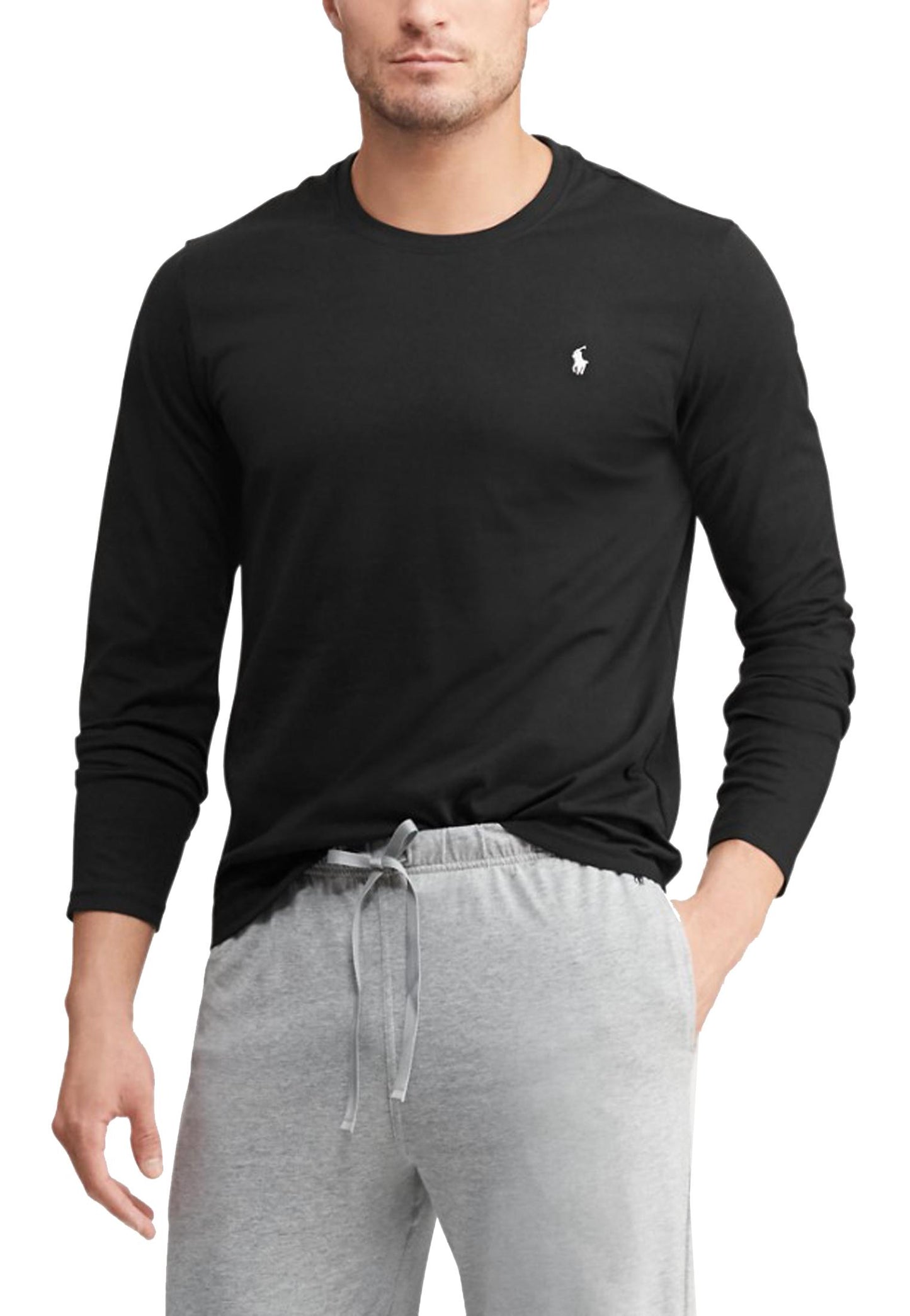 T-shirt manica lunga intima da notte cotone nera girocollo Polo Ralph Lauren P25