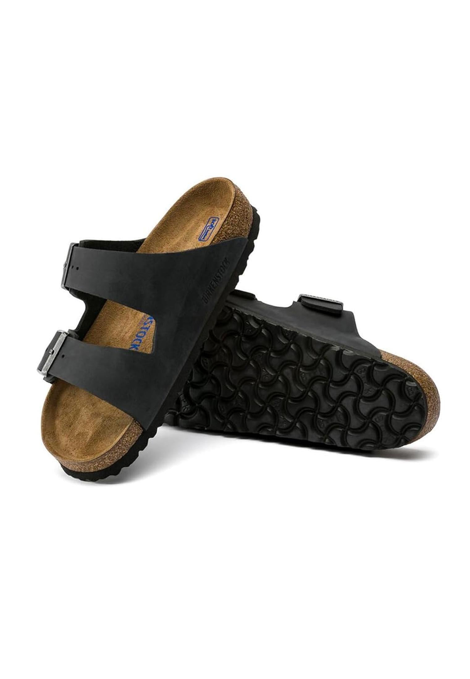 Sandali Ciabatte nere pelle Arizona Birkenstock P25 752483 SFB black BIRKENSTOCK 