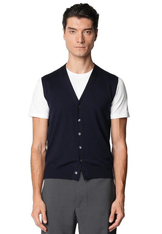 Gilet smanicato blu scuro lana merino extrafine Bellwood A25 0325M0008 000015000015 BELLWOOD 