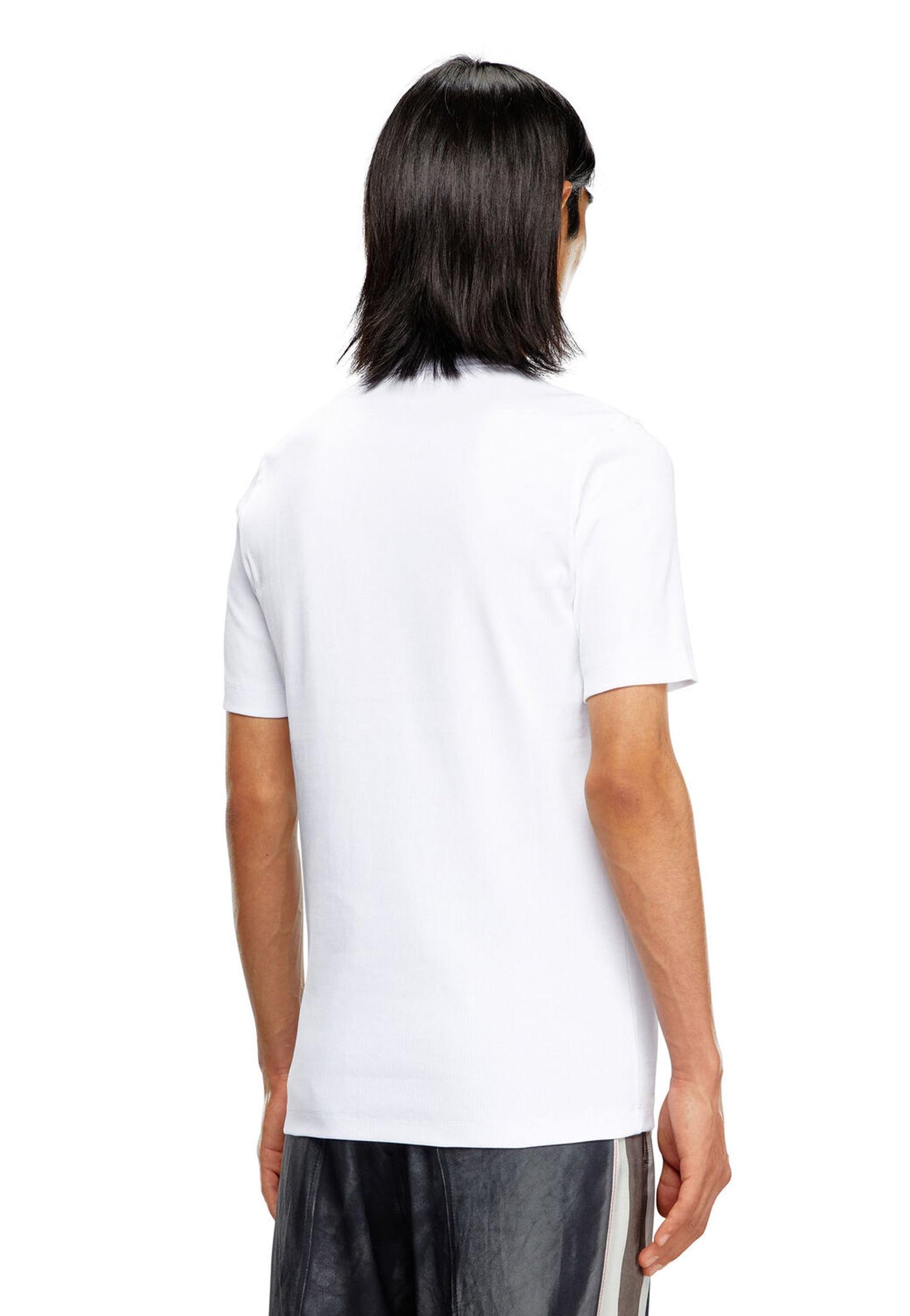 T-shirt bianca girocollo cotone slim fit basic D-Ribber-N Diesel P25