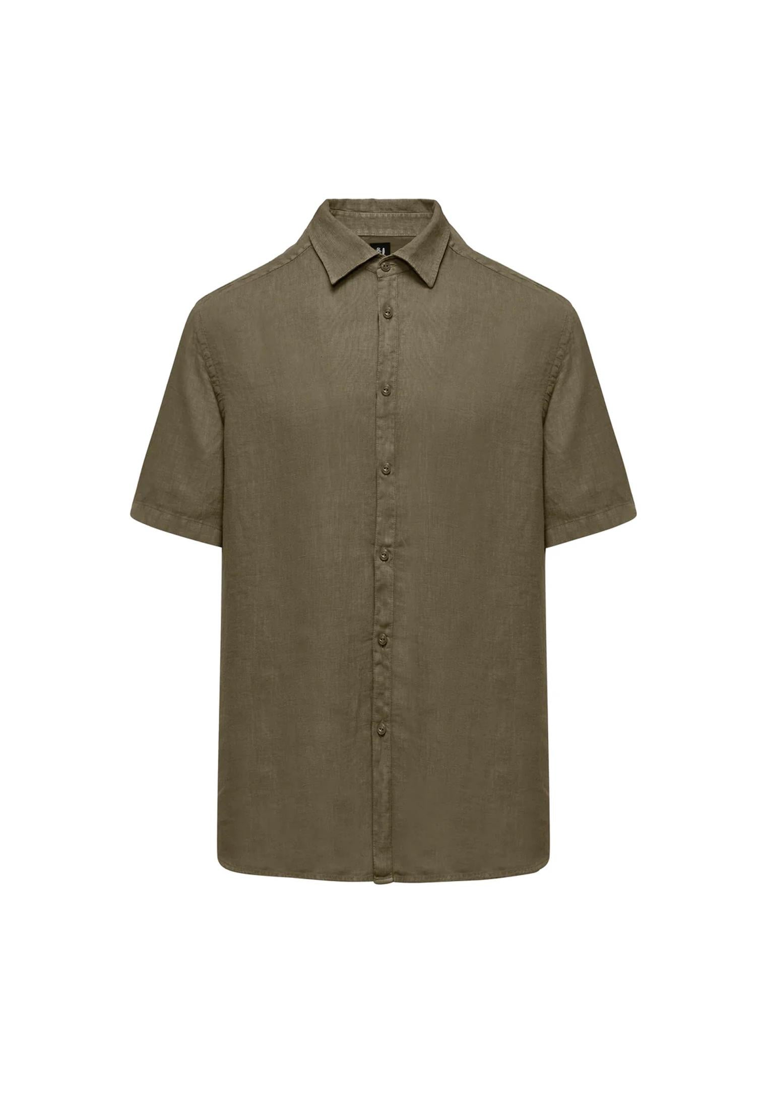 Camicia lino manica corta regular fit verde Bomboogie P26 SM7790LI2 350350 BOMBOOGIE 