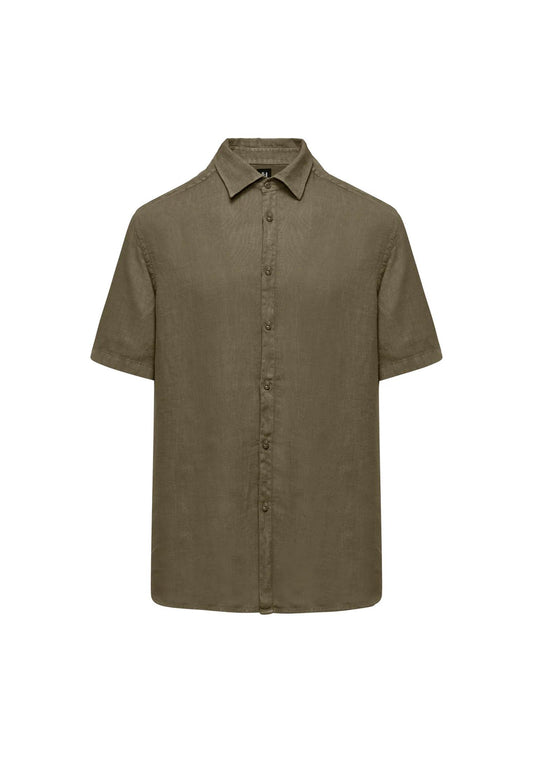 Camicia lino manica corta regular fit verde Bomboogie P26 SM7790LI2 350350 BOMBOOGIE 
