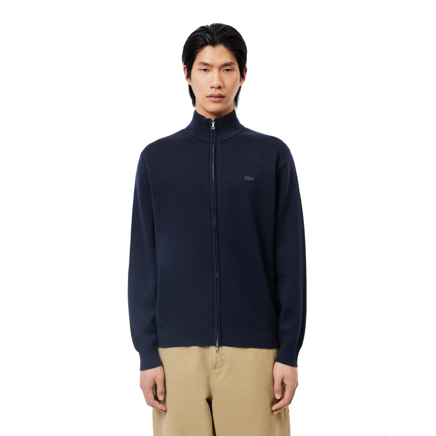 Felpa cardigan con collo alto e zip blu navy Lacoste A24 AH1955 166166 LACOSTE 