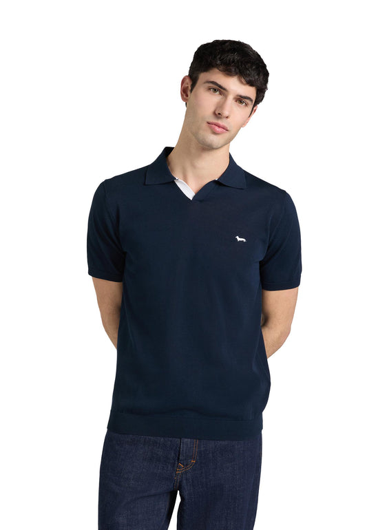 Polo manica corta blu in maglia scollo a v Harmont&Blaine P26 HRQ885031076 801801 HARMONT&BLAINE 