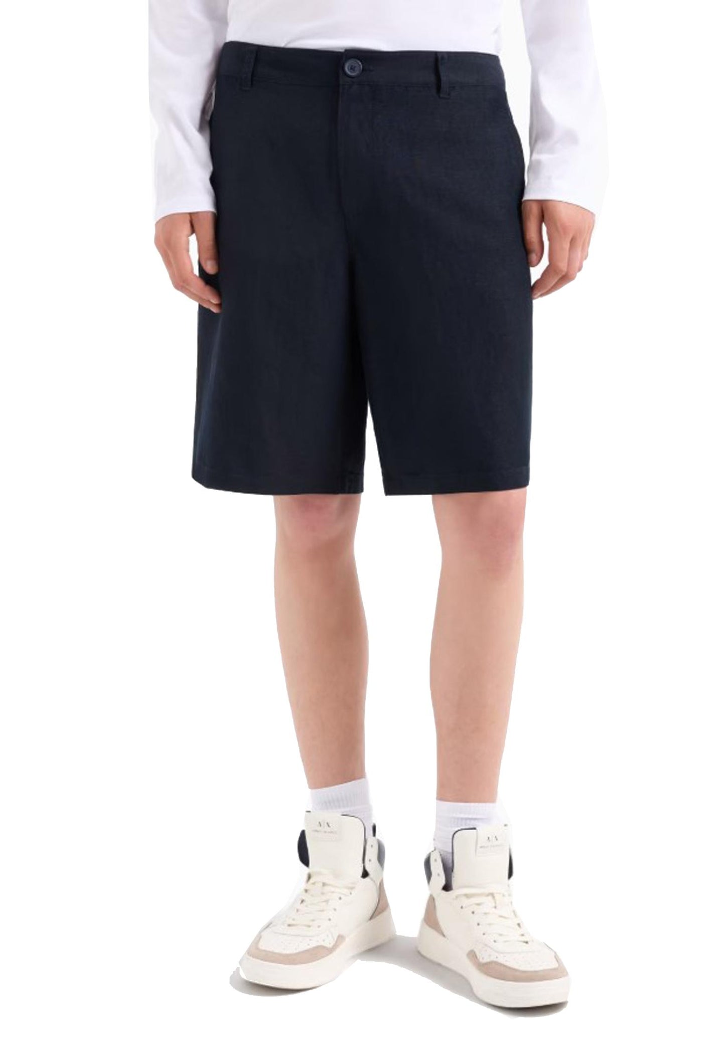 Bermuda Pantaloni corti misto lino blu Armani Exchange P25