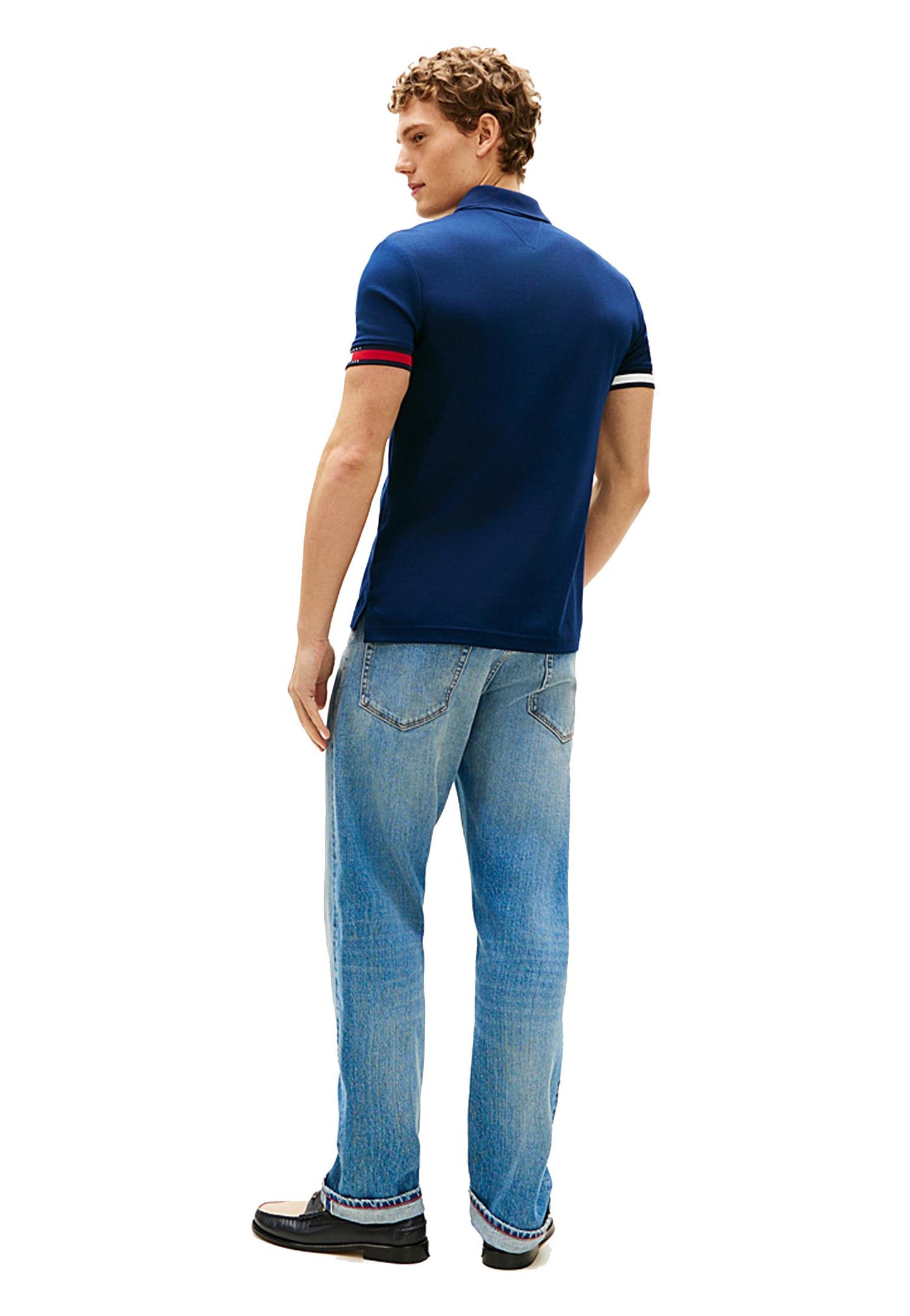 Polo cotone fasce maniche blu aderente slim fit Tommy Hilfiger P26 MW0MW42743DCC DCCDCC TOMMY HILFIGER 
