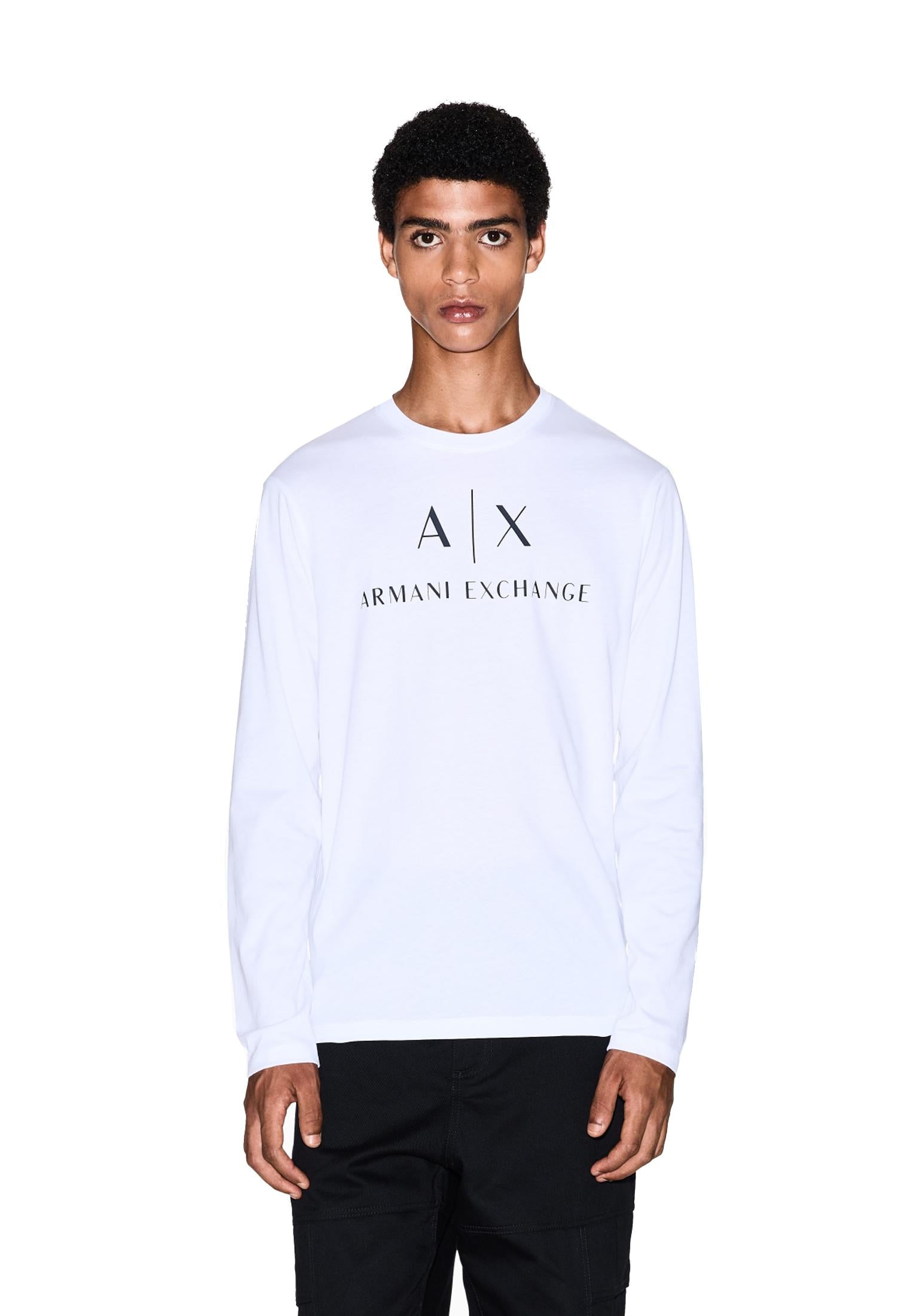 T-shirt girocollo bianca manica lunga Armani Exchange A25 8NZTCH Z8H4Z 11001100 ARMANI EXCHANGE 
