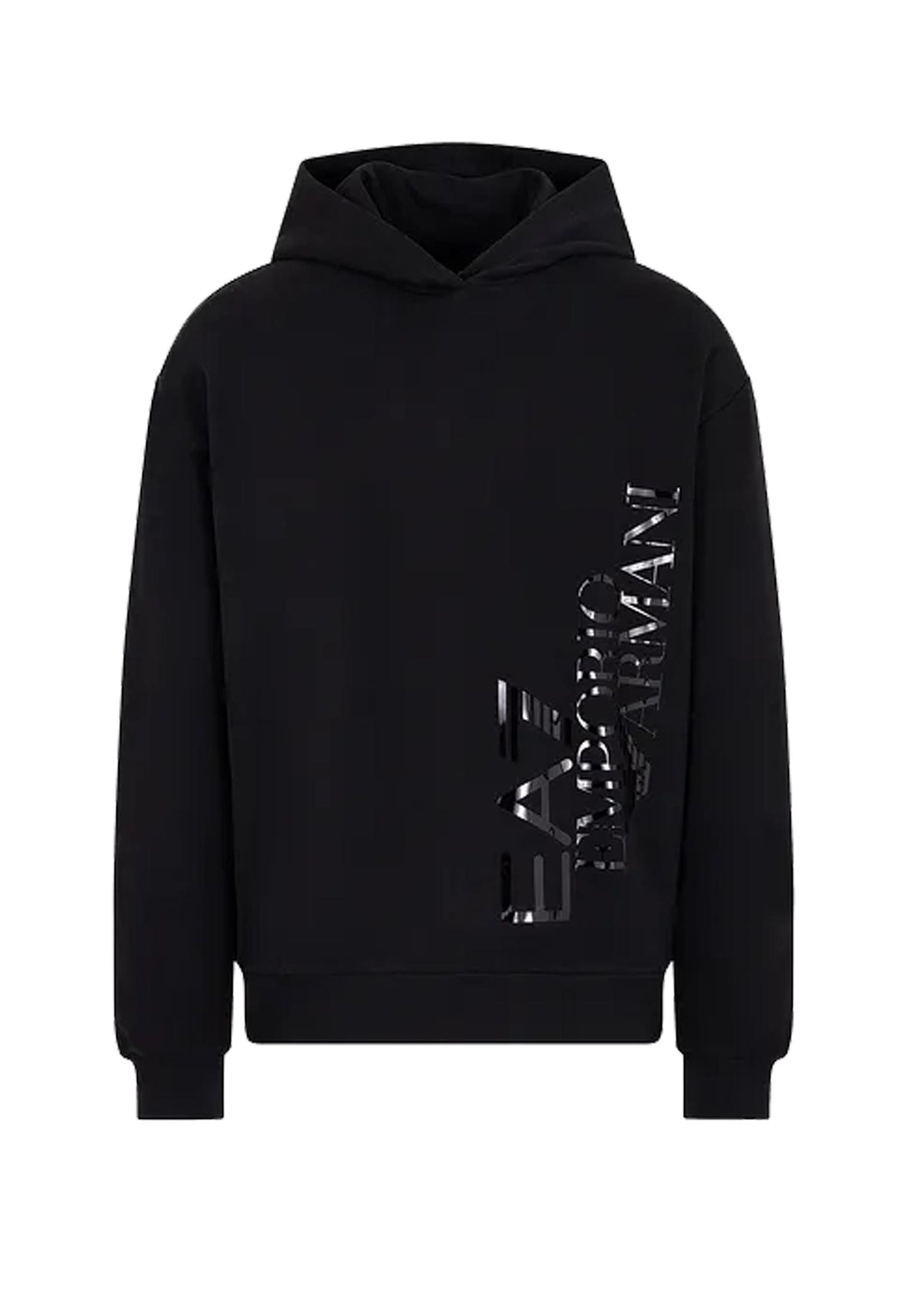 Unisex black organic cotton blend hoodie EA7 A23