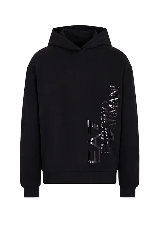 Felpa unisex con cappuccio misto cotone biologico nera EA7 A23