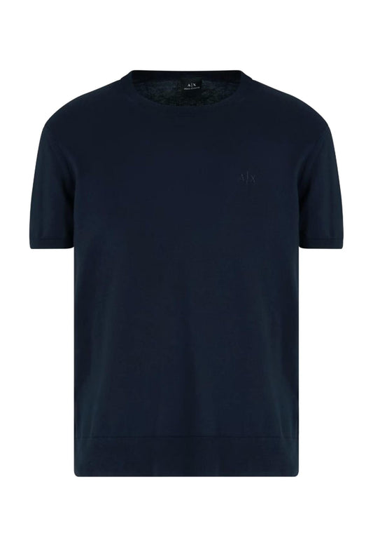 T-shirt girocollo cotone blu in maglia maniche corte Armani Exchange P25