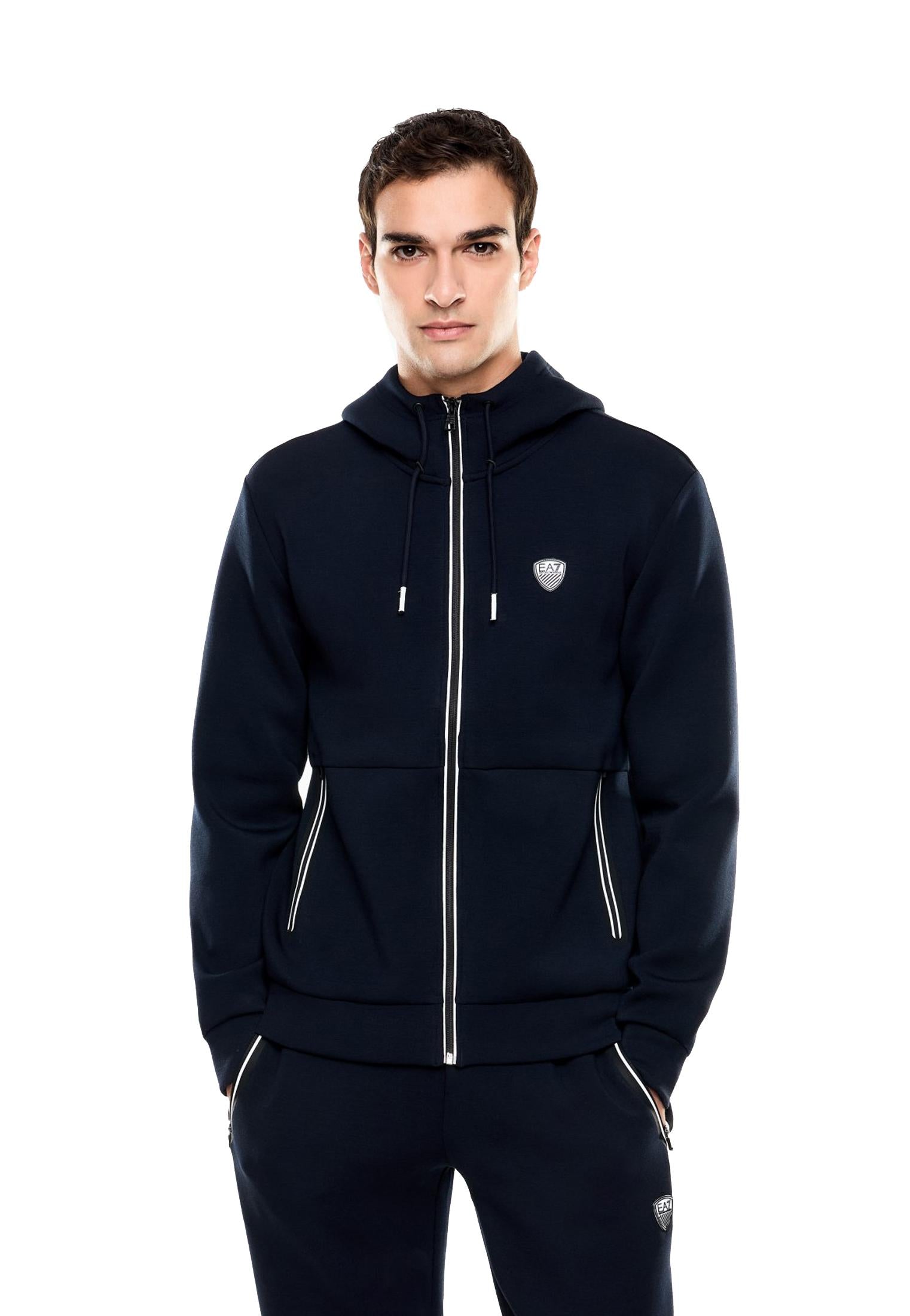 Felpa con cappuccio blu full zip misto viscosa EA7 P26 8NPM20 PJ4EZ 15621562 EA7 