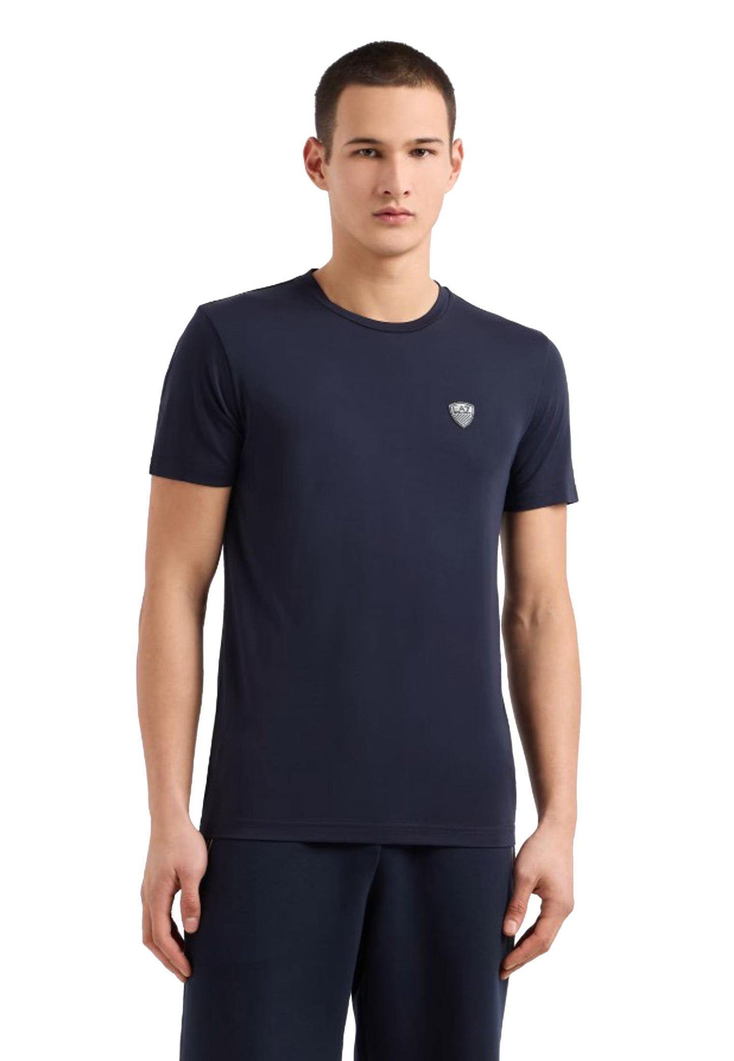 T-shirt girocollo misto viscosa blu logo scudetto EA7 Armani A25 8NPT16 PJRGZ 15621562 EA7 