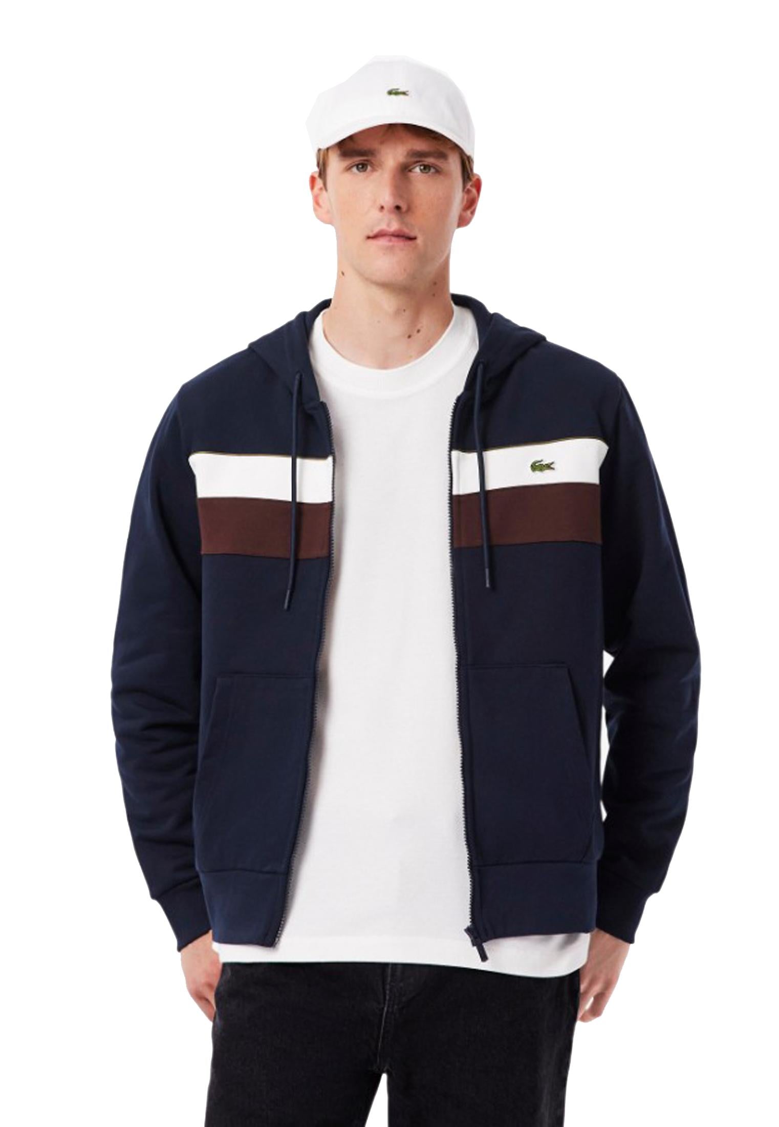 Felpa con cappuccio e zip blu sportiva Lacoste A25 SH5913 6WZ6WZ LACOSTE 