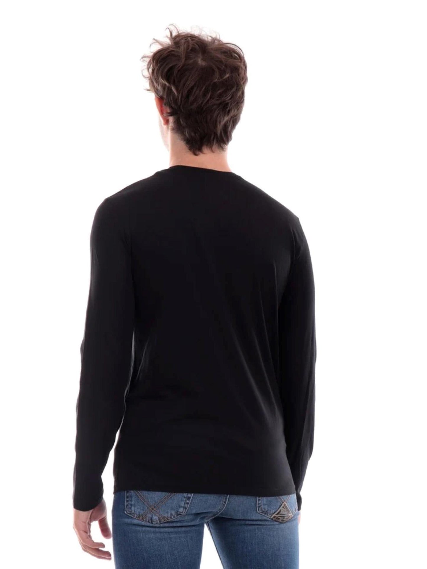 Maglia uomo a maniche lunghe in cotone nera Armani Exchange A24