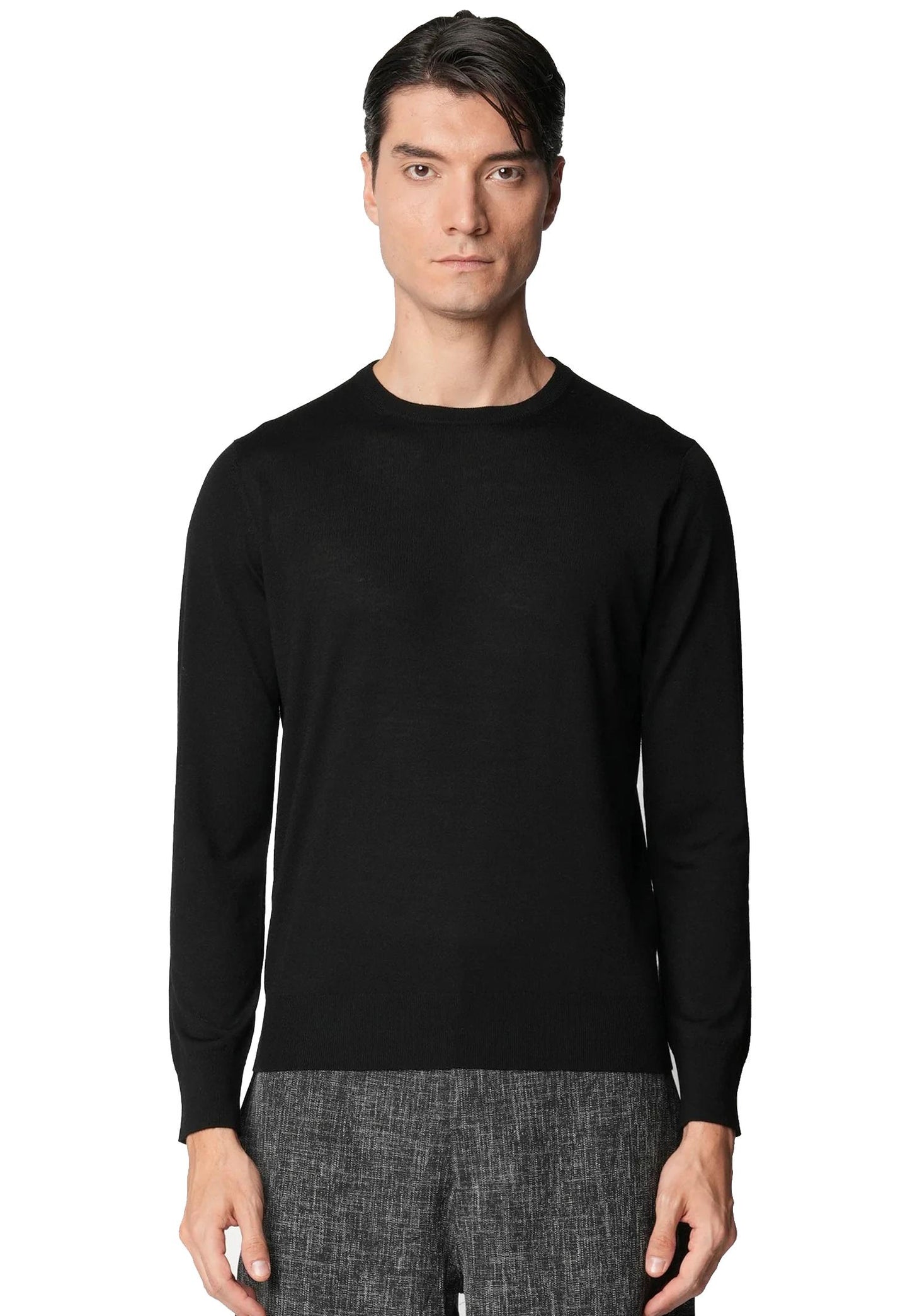 Maglione girocollo nero lana merino extrafine 18 Bellwood A25 0325M9001 000016000016 BELLWOOD 