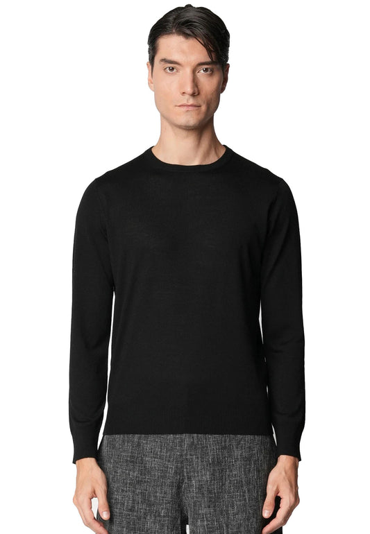 Maglione girocollo nero lana merino extrafine 18 Bellwood A25 0325M9001 000016000016 BELLWOOD 