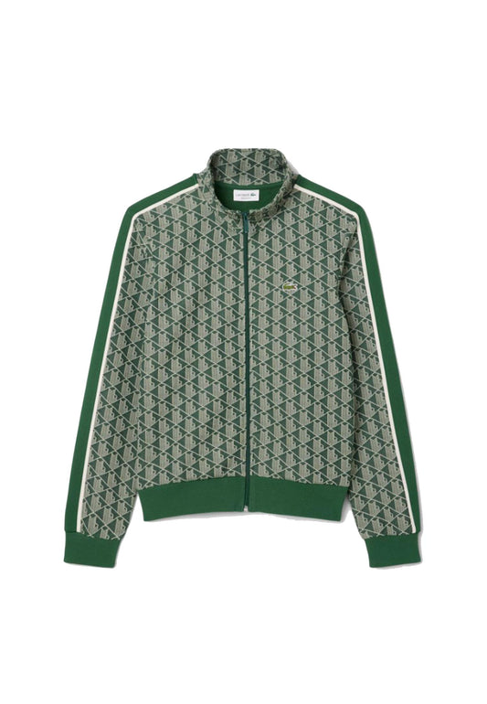 Felpa con zip tuta jacquard verde Lacoste A25 SH1368 D1RD1R LACOSTE 