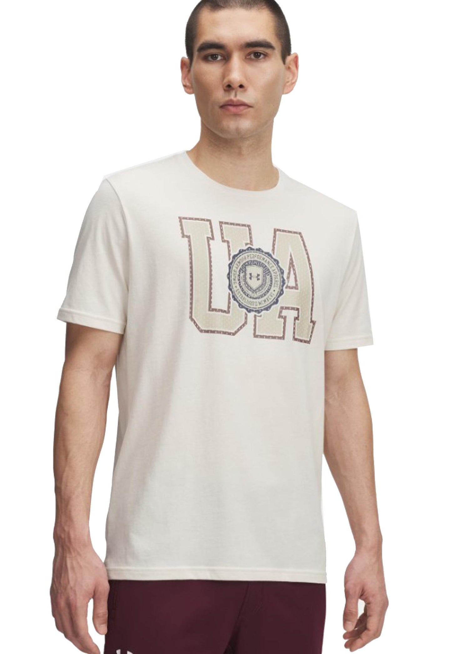 T-shirt girocollo beige College Crest Logo Under Armour A25 77-6005611 02790279 UNDER ARMOUR 