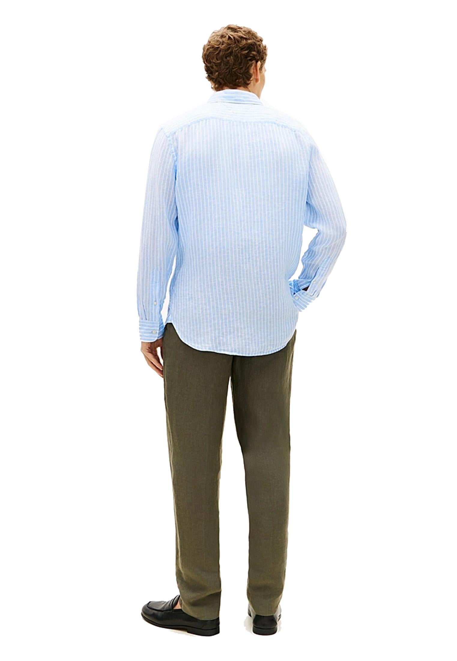 Camicia azzurra regular fit puro lino a righe Tommy Hilfiger P26 MW0MW424000A5 0A50A5 TOMMY HILFIGER 