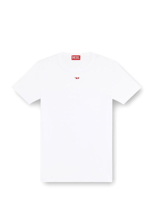 T-shirt bianca girocollo cotone slim fit basic D-Ribber-N Diesel P25