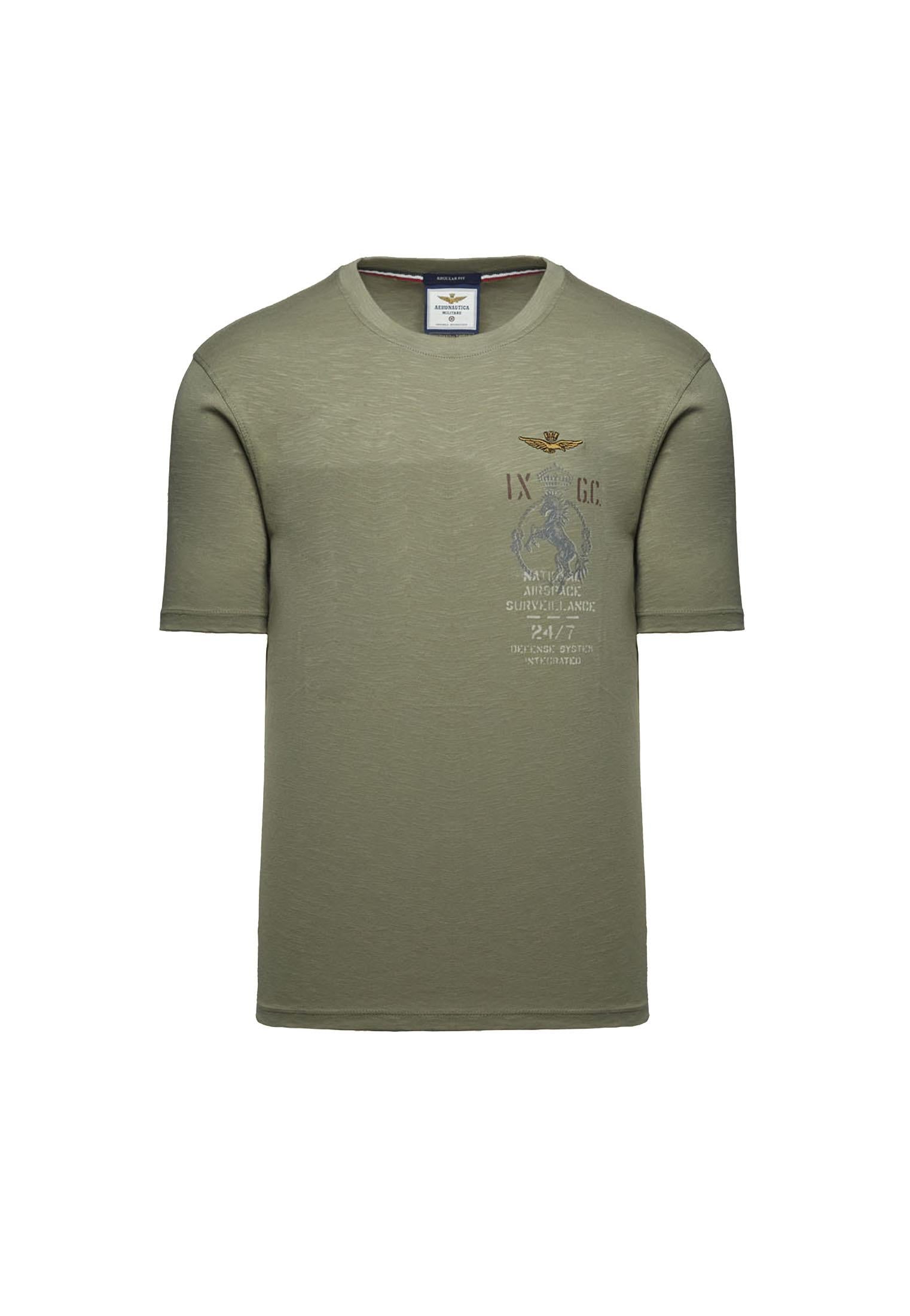 T-shirt verde girocollo IX Gruppo Caccia Aeronautica Militare P26 261TS2543UJ00686 0730407304 AERONAUTICA MILITARE 