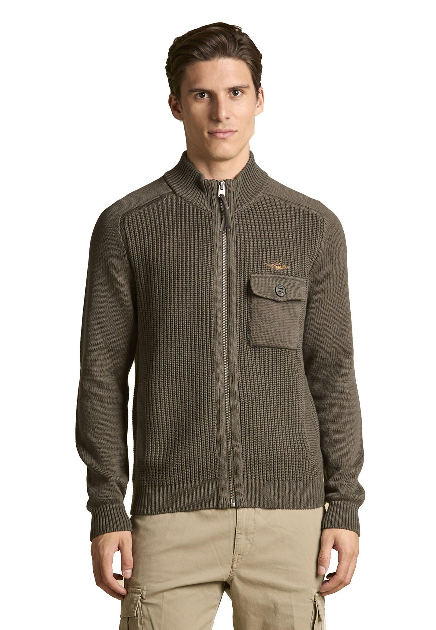 Maglia full-zip grigio cotone costa Aeronautica Militare A25 252MA1565UL00409 3440034400 AERONAUTICA MILITARE 