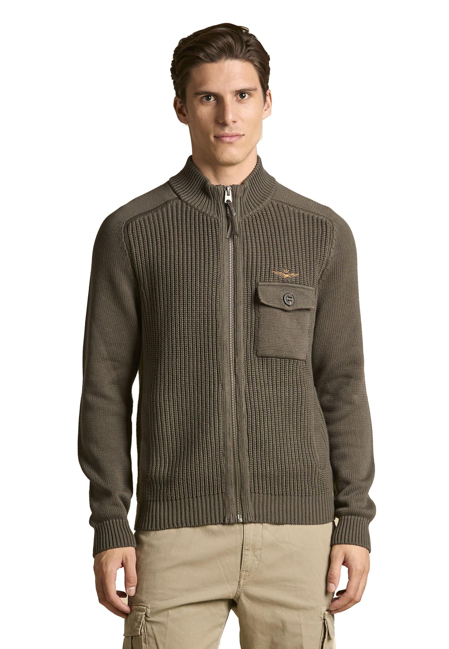 Maglia full-zip grigio cotone costa Aeronautica Militare A25 252MA1565UL00409 3440034400 AERONAUTICA MILITARE 