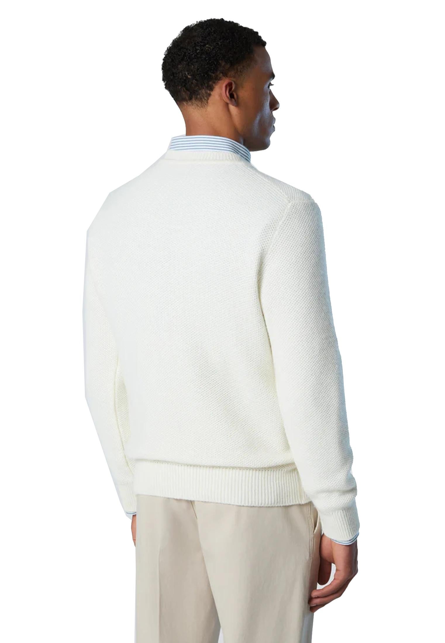 Maglione girocollo bianco nido d'ape misto lana North Sails A25 699159 01050105 NORTH SAILS 
