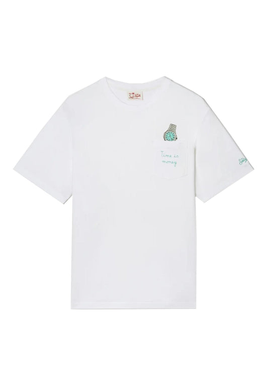 T-shirt bianca girocollo cotone Austin Time MC2 Saint Barth P26 AUS0001 04354L04354L MC2 