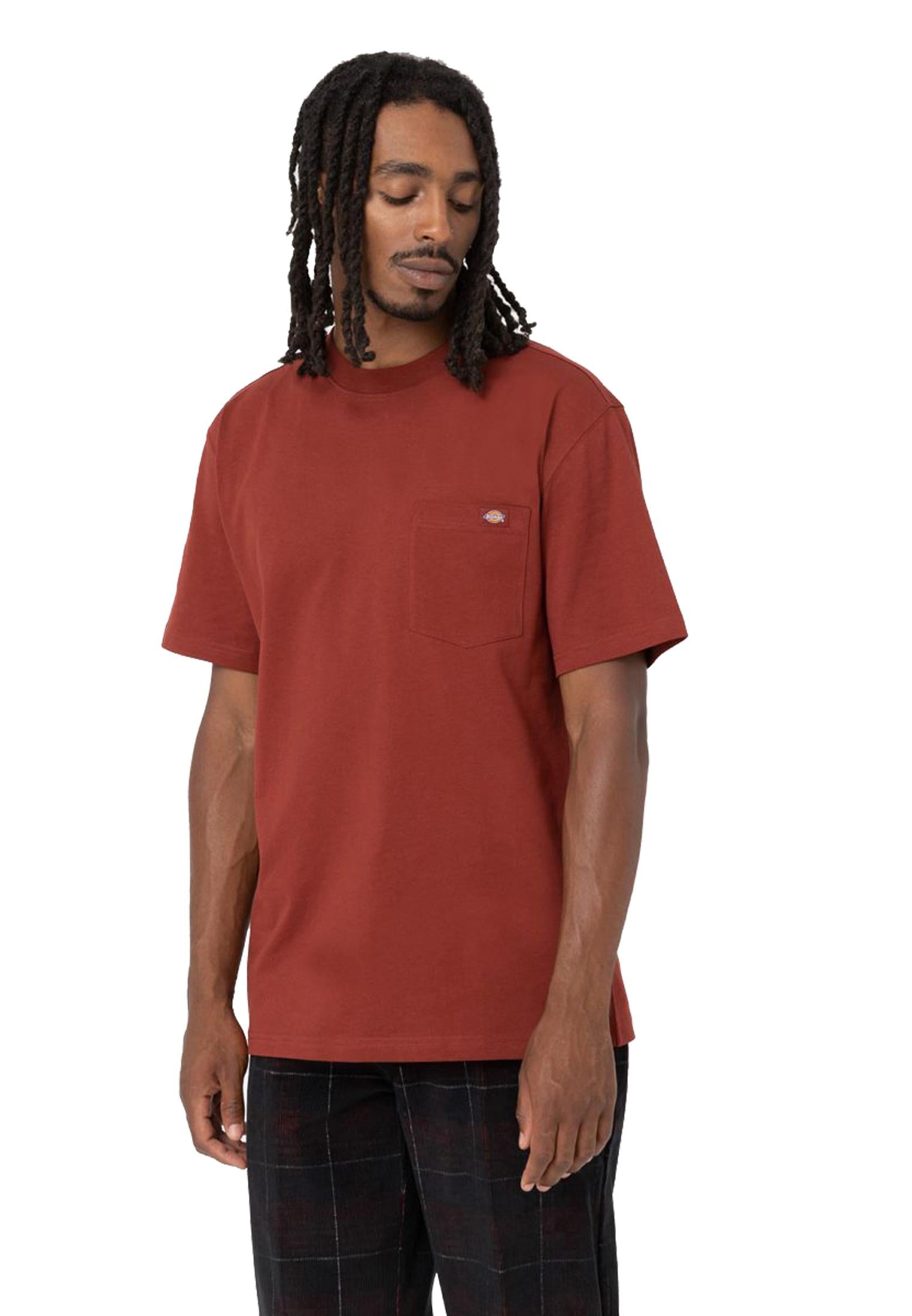 T-Shirt Rosso Mattone girocollo Luray A Maniche Corte Con Taschino Dickies A23 DK0A4YFCG041 G041 DICKIES 