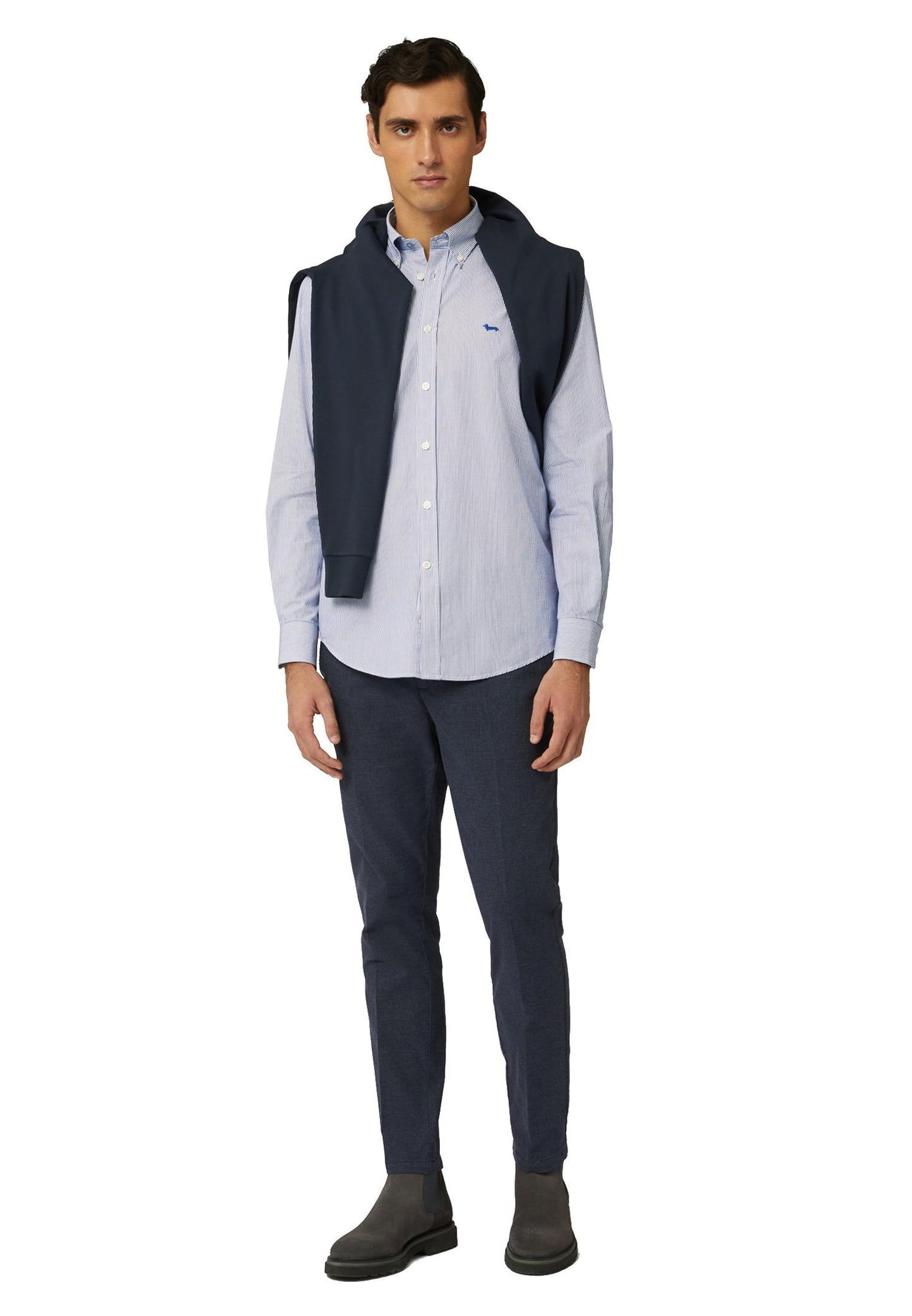 Harmont &amp; Blaine light blue organic cotton micro-striped shirt A23