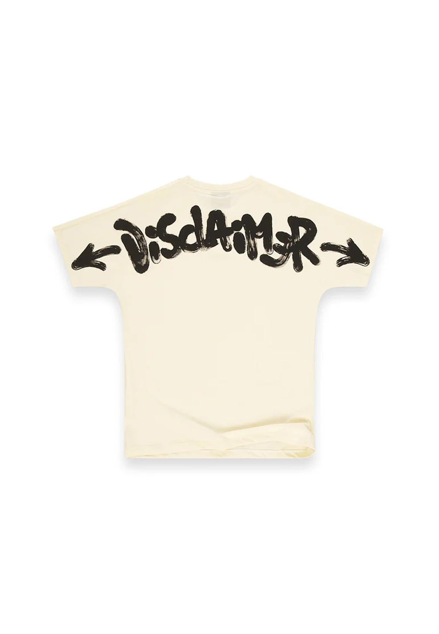 T-shirt girocollo cotone bianca Disclaimer A25 25IDS55117 //LATTE/MILITARE DISCLAIMER 