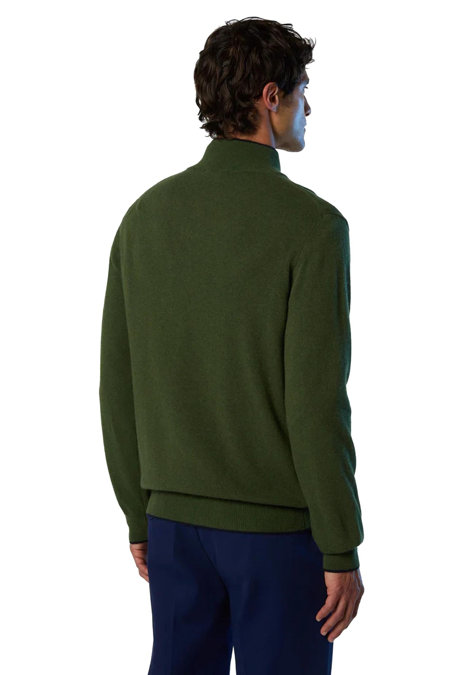 Maglione mezza zip verde misto cashmere e lana North Sails A25 699148 04360436 NORTH SAILS 