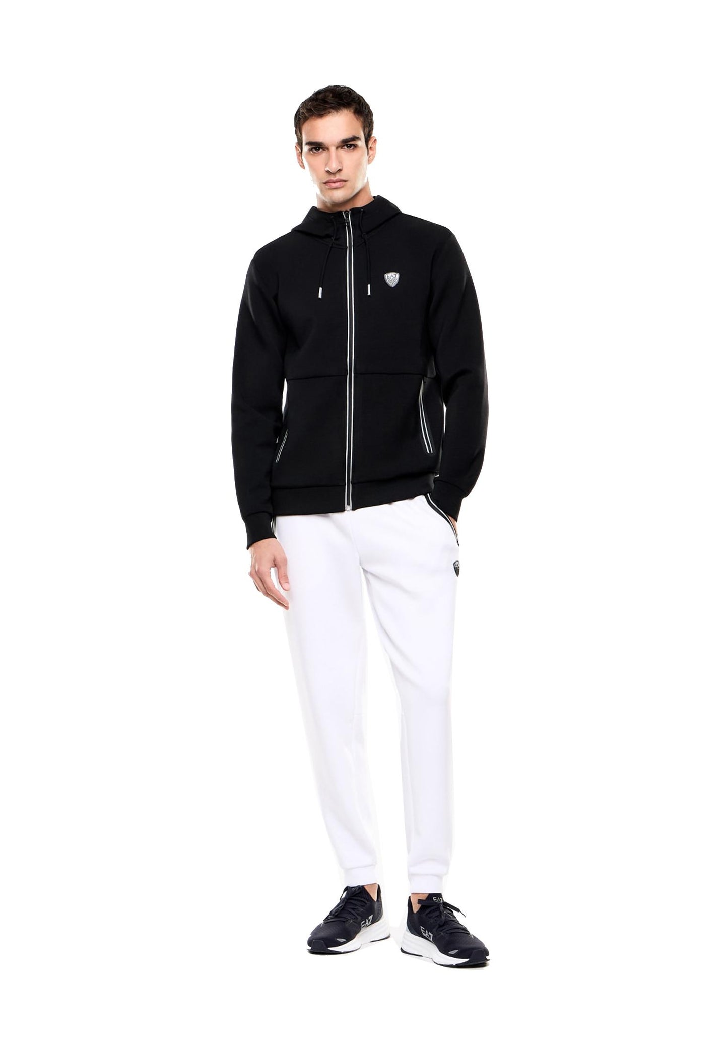 Felpa con cappuccio nera full zip misto viscosa EA7 P26 8NPM20 PJ4EZ 12001200 EA7 