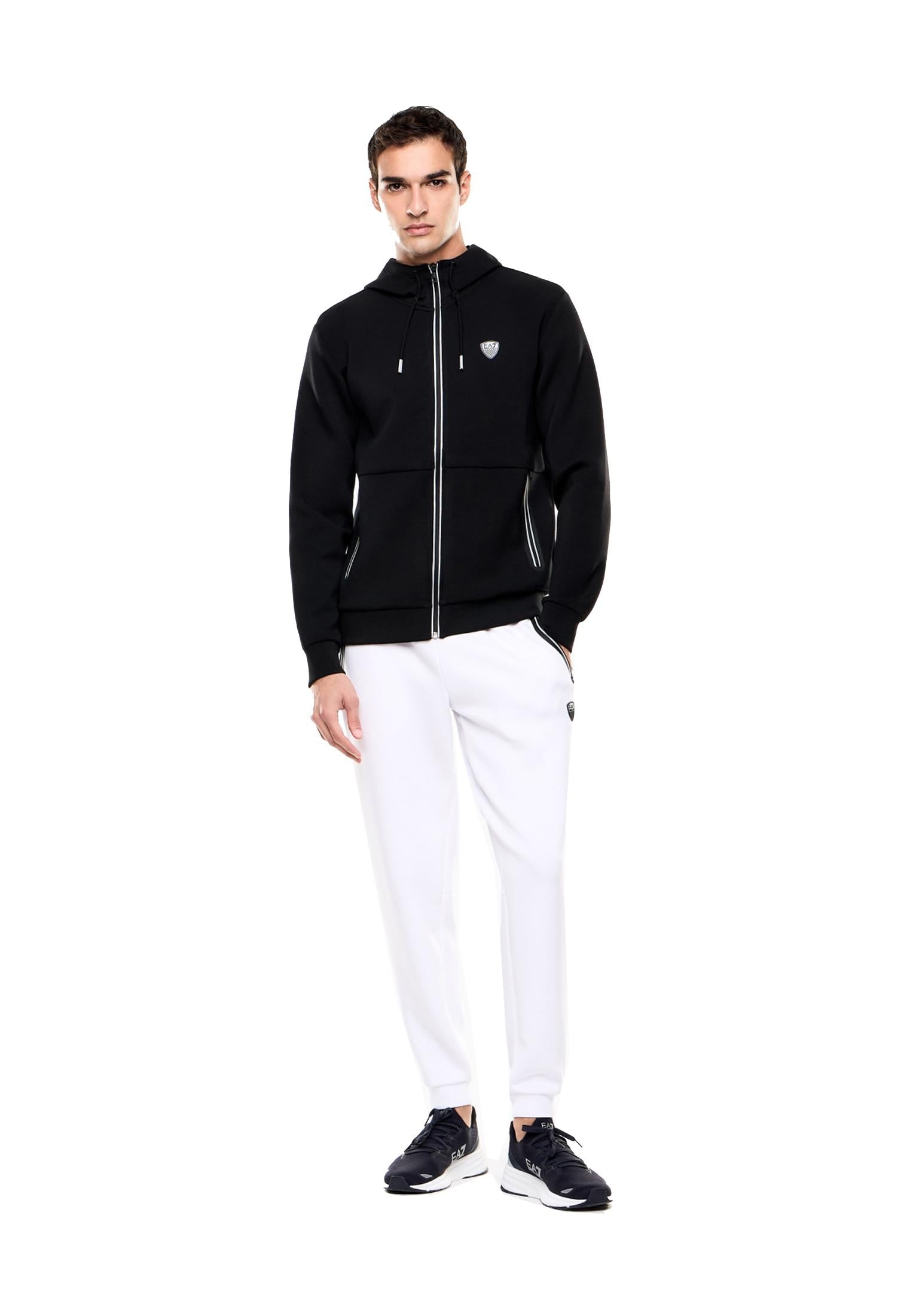 Felpa con cappuccio nera full zip misto viscosa EA7 P26 8NPM20 PJ4EZ 12001200 EA7 