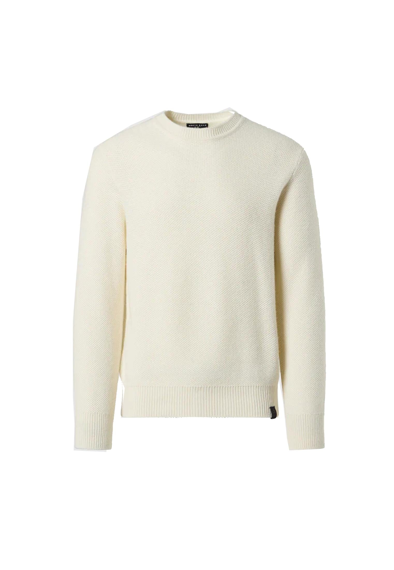 Maglione girocollo bianco nido d'ape misto lana North Sails A25 699159 01050105 NORTH SAILS 