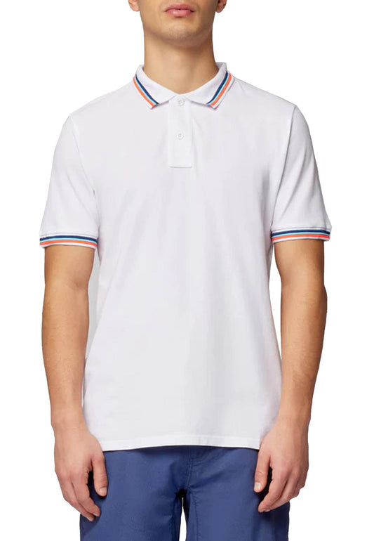 Polo bianca cotone dettagli tricolore Brice Sundek P24