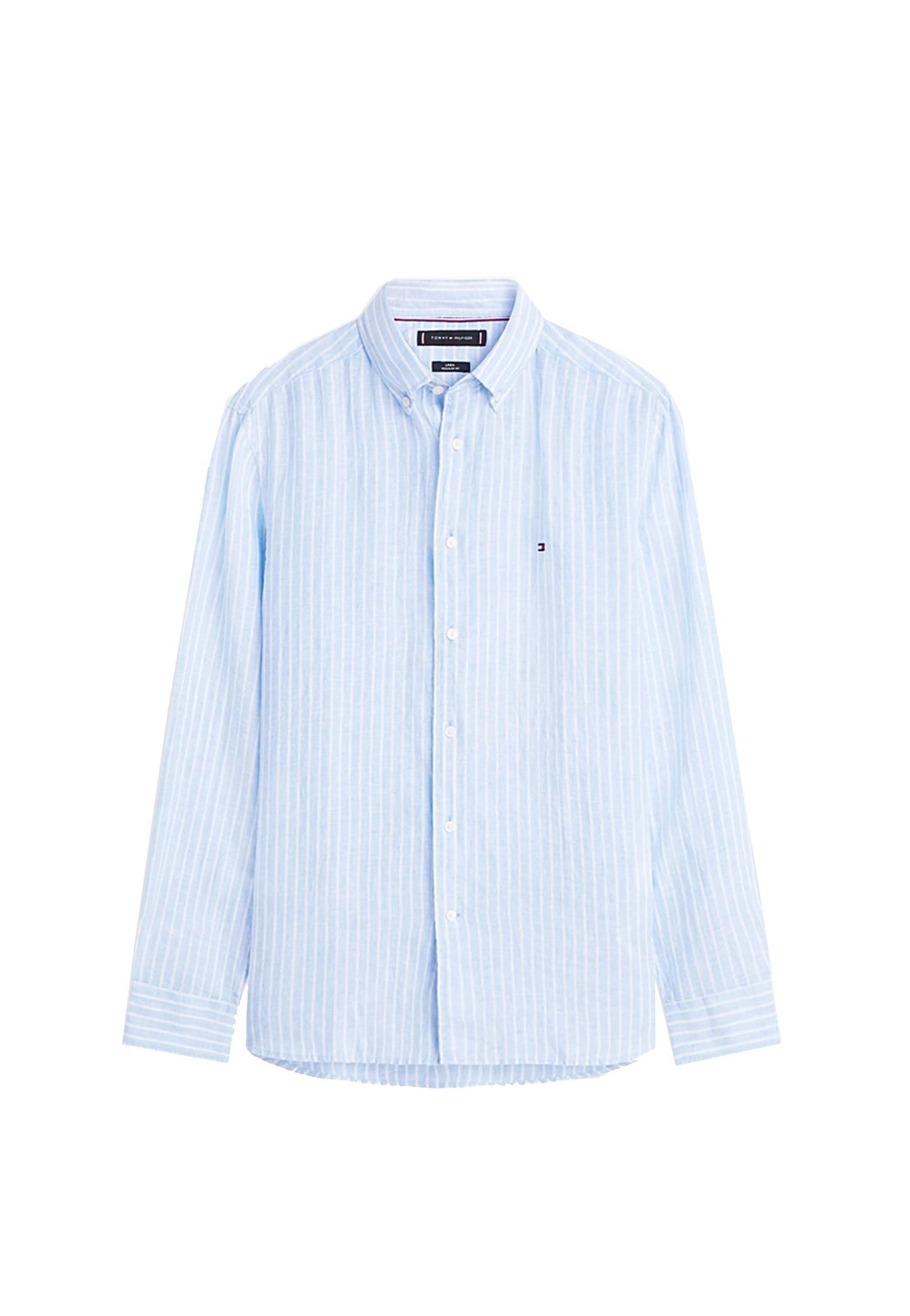 Camicia azzurra regular fit puro lino a righe Tommy Hilfiger P26 MW0MW424000A5 0A50A5 TOMMY HILFIGER 