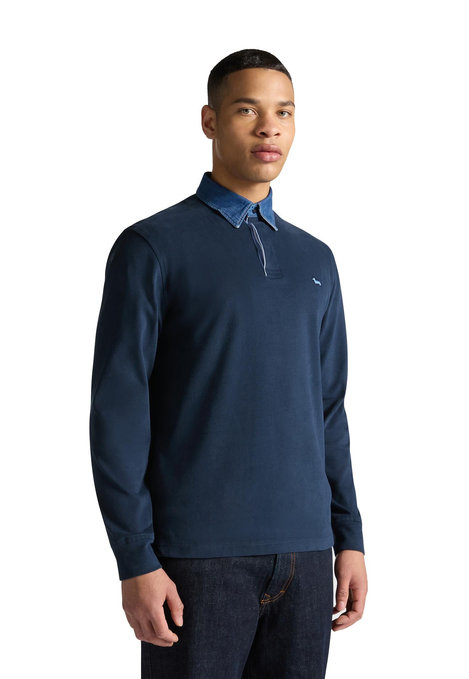 Polo blu cotone collo denim Harmont & Blaine A25 LRP357021109S01 801801 HARMONT&BLAINE 