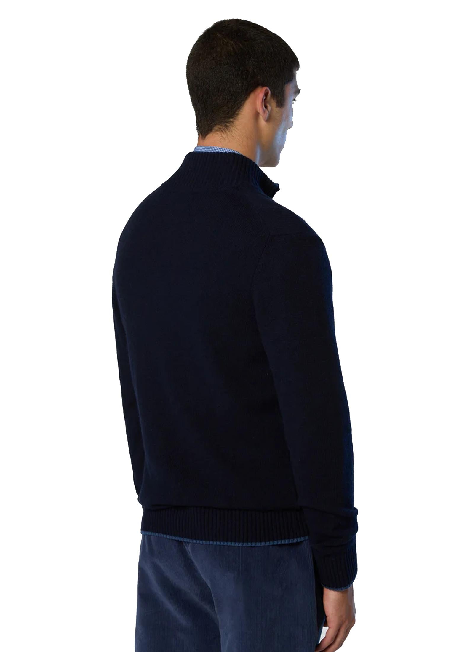 Cardigan Con Zip In Pura Lana Merino - Blu Scuro | Benetton - Foto 11