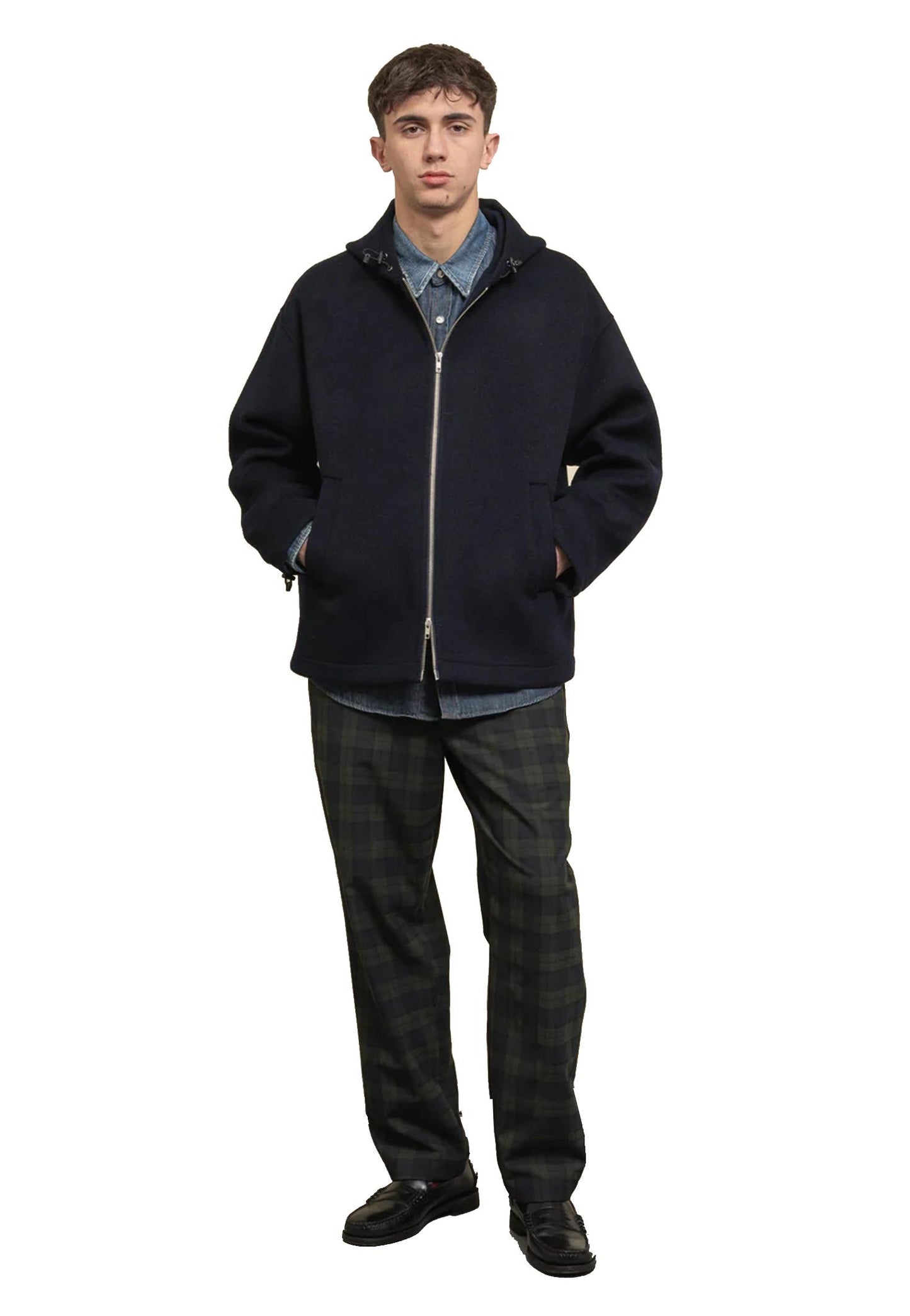 Giubbotto lana con cappuccio e zip blu navy Park Department 5 A25 UC073 51M 2TF0289 //816 DEPARTMENT FIVE 