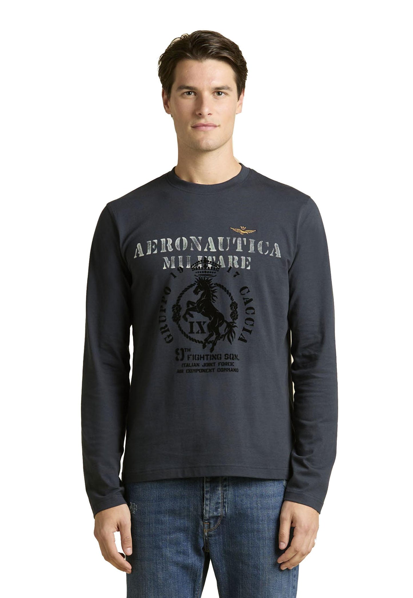 T-shirt girocollo maniche lunge blu navy Aeronautica Militare A25 252TS2471UJ00641 0818408184 AERONAUTICA MILITARE 