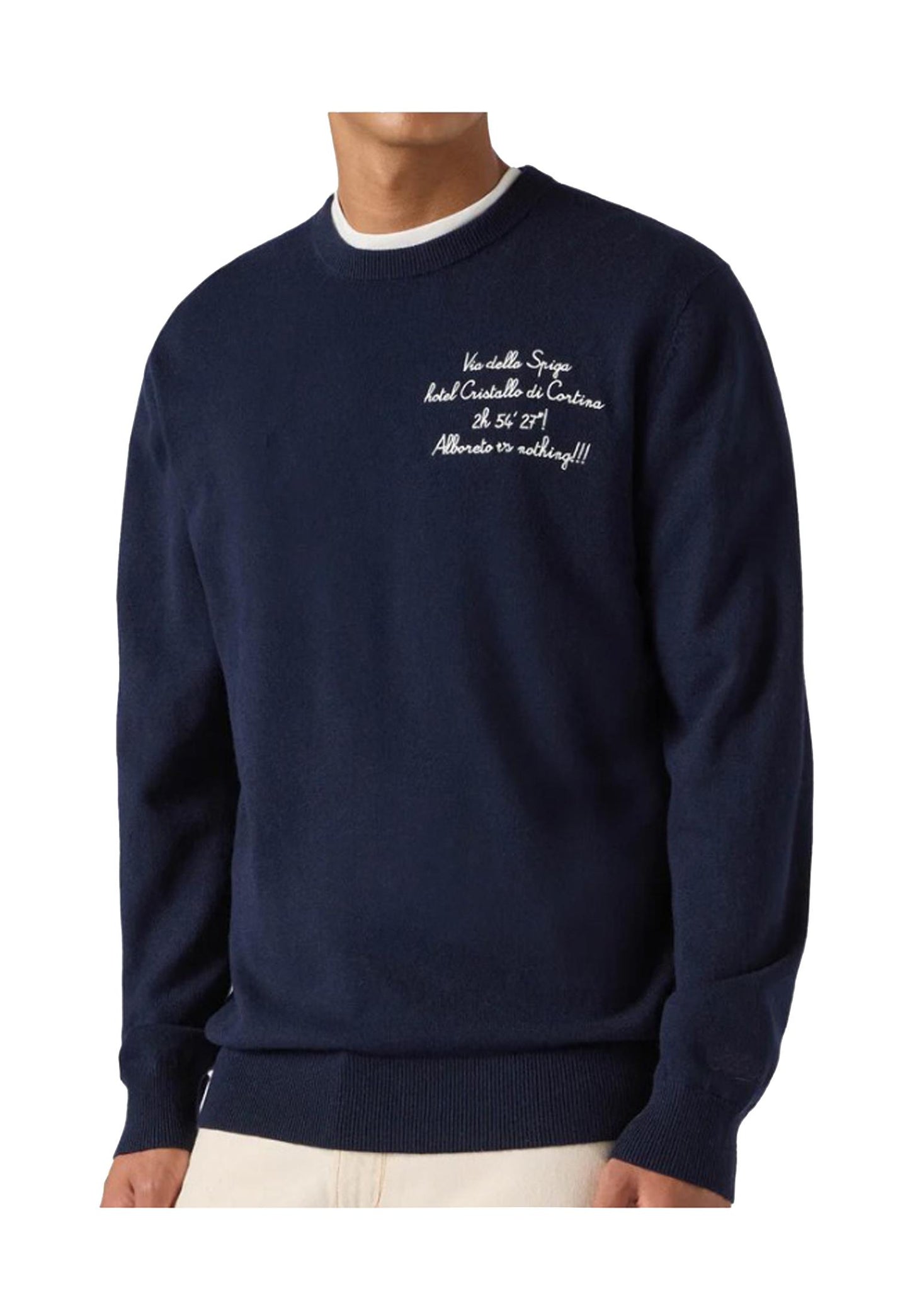 Maglione girocollo lana blu Via Spiga Heron MC2 Saint Barth A25 HER0024 03389I03389I MC2 