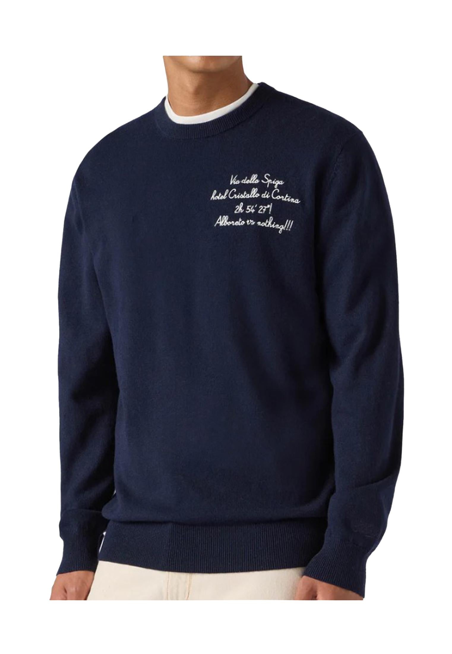 Maglione girocollo lana blu Via Spiga Heron MC2 Saint Barth A25 HER0024 03389I03389I MC2 