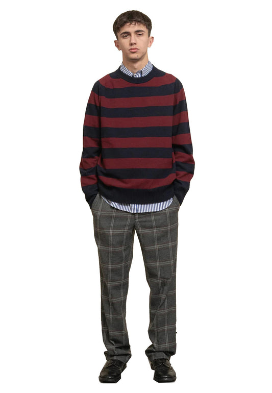 Maglione girocollo misto lana righe blu rosso Teer Department Five A25 UM073_51M_2MF0069_  000R 465465 DEPARTMENT FIVE 