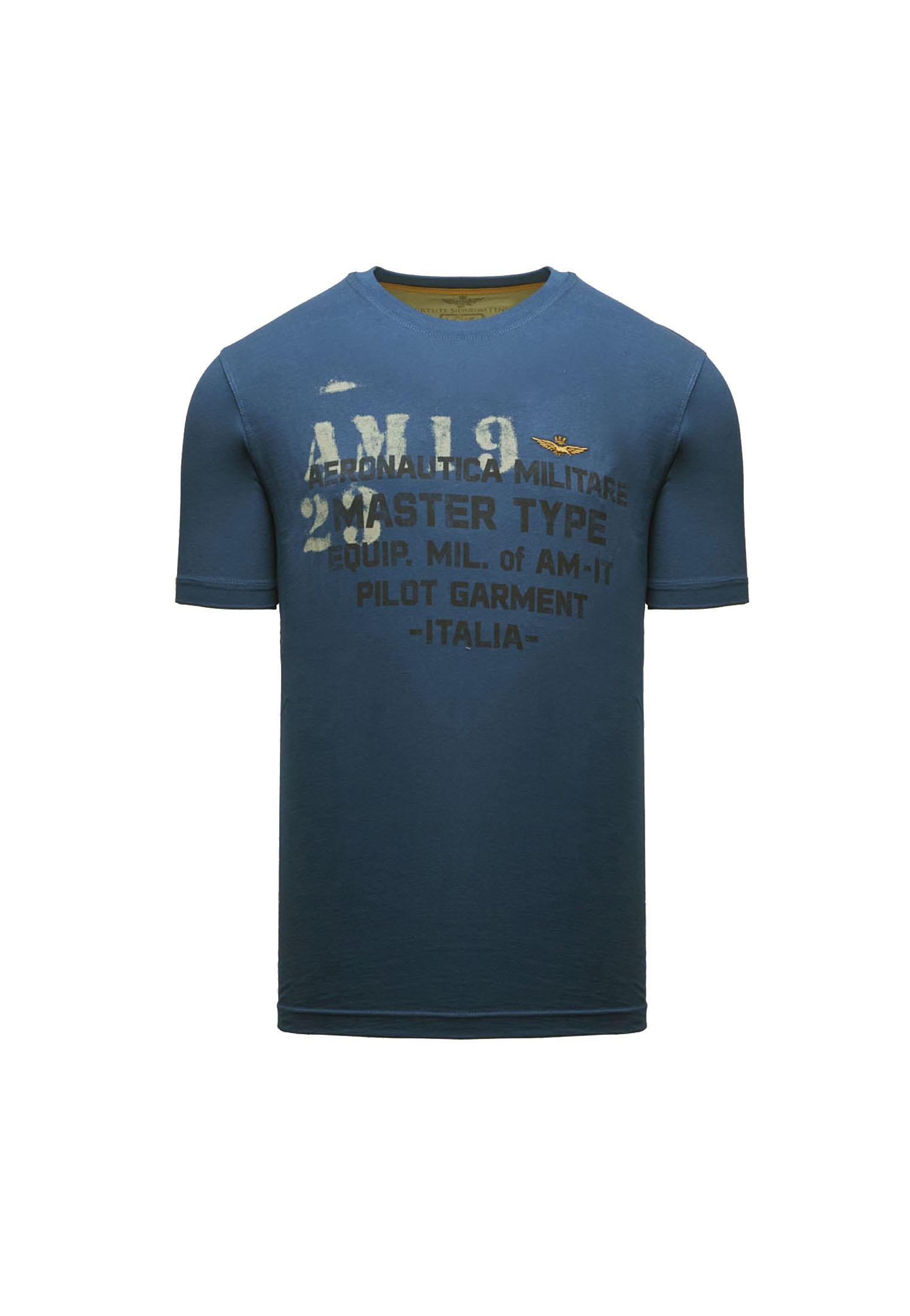 T-shirt girocollo stampata petrolio Aeronautica Militare A25 252TS2479UJ00641 2131521315 AERONAUTICA MILITARE 