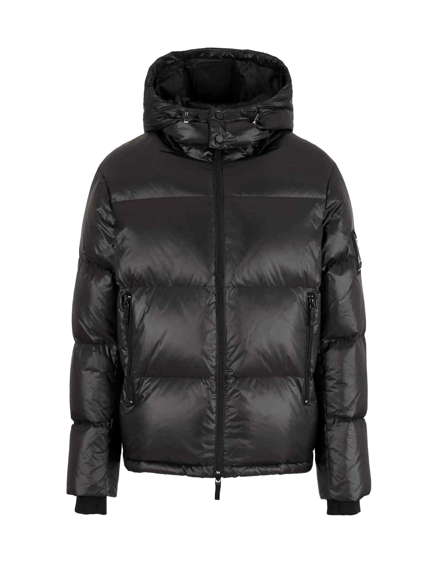 Piumino full zip con cappuccio nero Armani Exchange A24