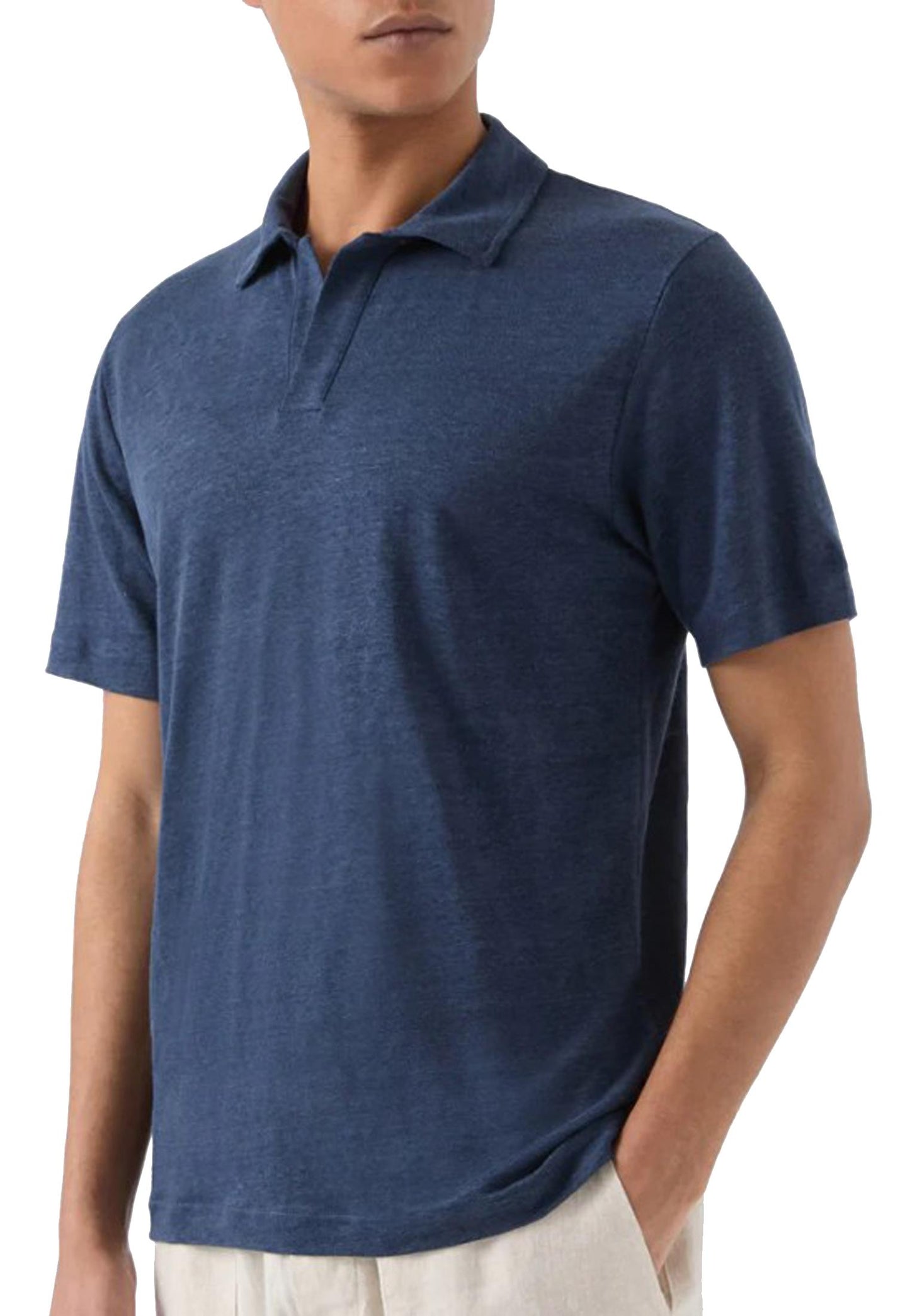 Polo manica corta blu lino Fraser MC2 Saint Barth P26 FRS0001 00119L00119L MC2 